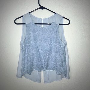 lacey patterned open back top